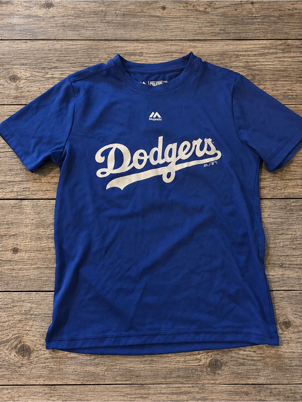 Majestic Dodgers Kids Blue Tee with White Script